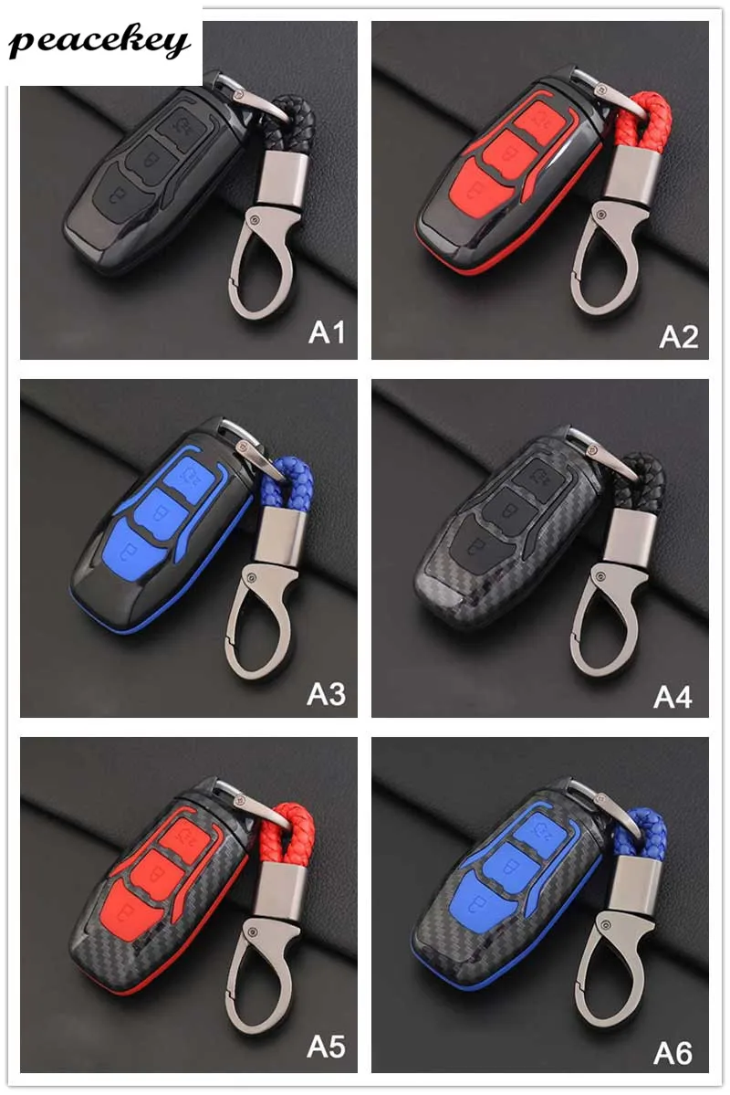 Карбоновый силиконовый защитный чехол для ключей для Ford Escort Mondeo Everest Ranger Fusion Auto Key Shell - Название цвета: A