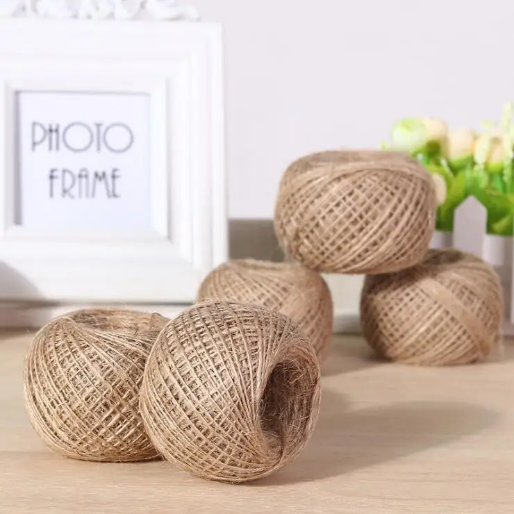 

100m/lot Small Natural Jute Twine box packing Cord DIY Accessory Hemp Rope String 2MM Rustic Wrap Photo Paper Crafting Wedding