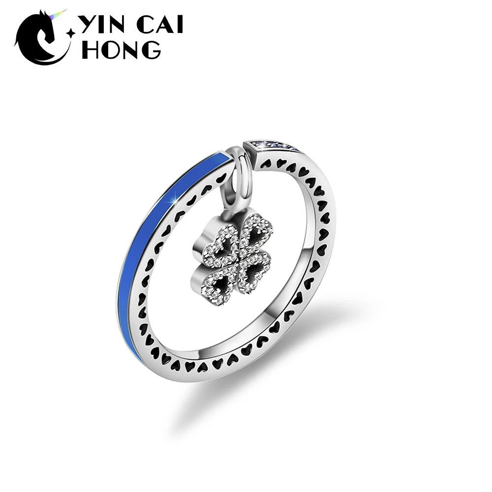 

YCH 100% New Zircon Romantic Snowflake Four-leaf clover romantic Ring in Sterling Silver Women's Fashion Pendant Rings