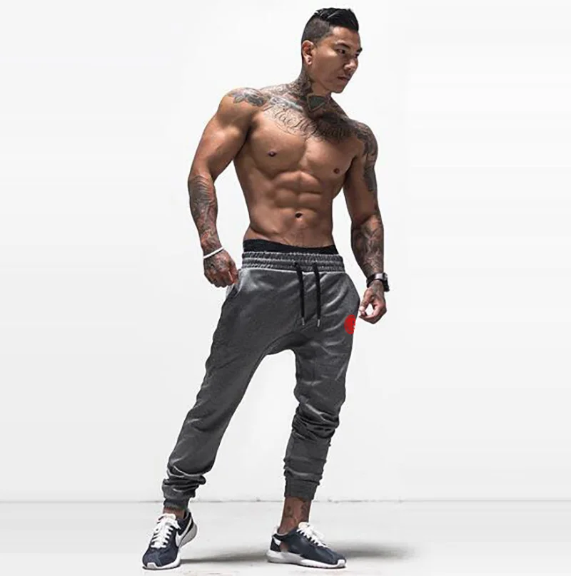 Мужские спортивные брюки для бодибилдинга фитнес свободные и удобные тренировочные брюки лайкра хлопок высокая эластичная спортивная одежда спортивные брюки
