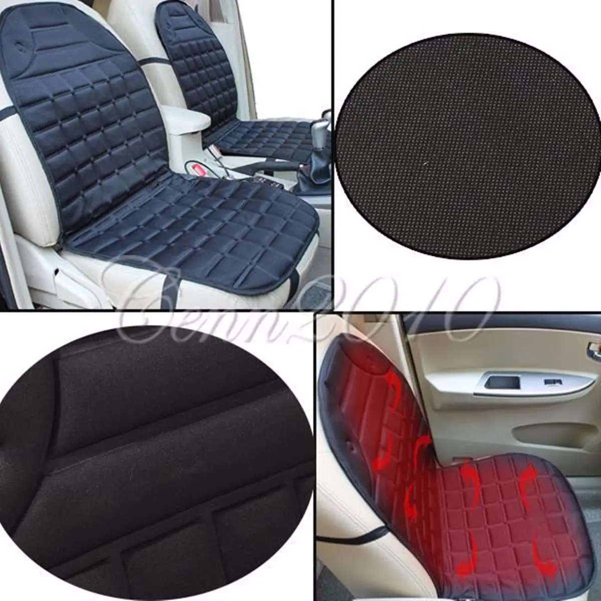 

12V Car Truck Seat Heater Cover Heated Black Cushion Warmer Power Adapter Auto Winter Seat Covers