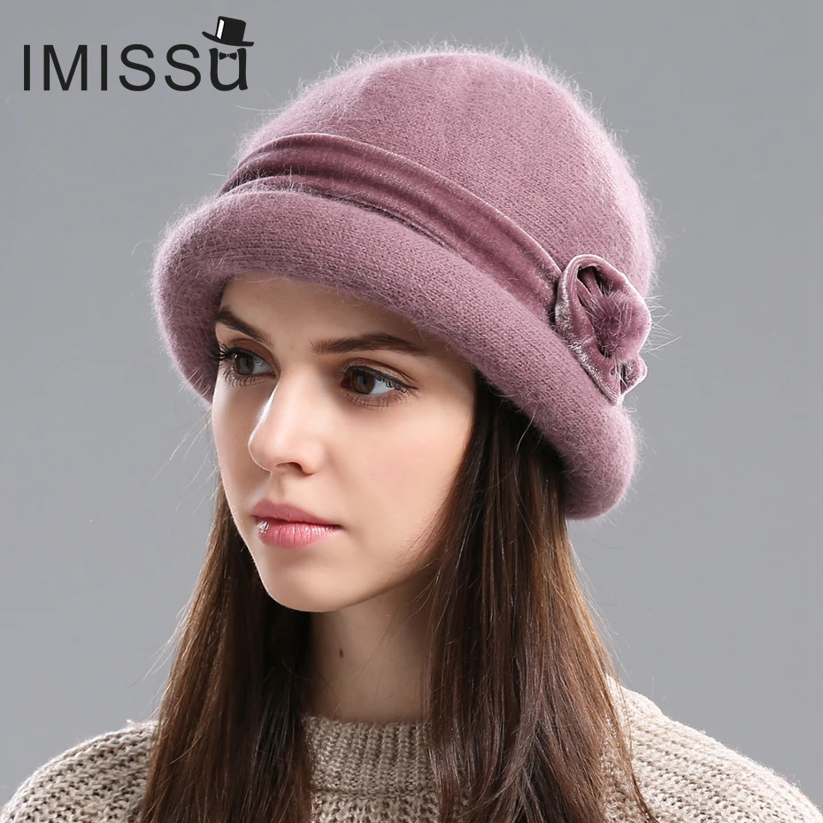 IMISSU Осень Зима Fedora Кролика Hat для Женщин Мода Повседневная Cap Твердые Цвета Gorros