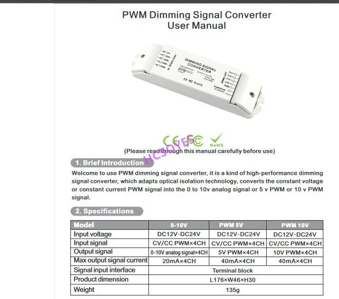 BC-964-0-10V BC-964-PWM5V/PWM10V светодиодный ШИМ преобразователь сигнала затемнения 0-10В аналоговые signa * 4CH/5 V PWM * 4CH/10В ШИМ * 4CH Выход ШИМ