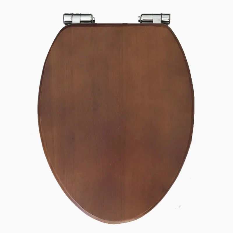 

Bathroom Thickened Solid Wood Buffer Toilet Seats Lid V-type Slow-close Toilet Seats Cover Stainless Steel Hinged