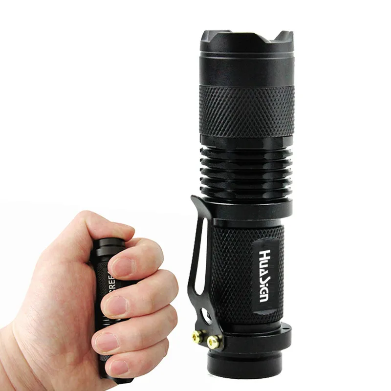 Black Bright Mini LED Flashlight 3 Modes Zoomable Torch | Лампы и освещение