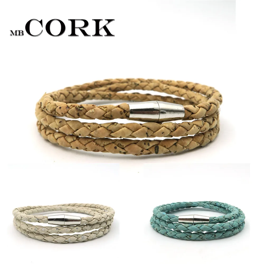 

Simple Braided blue white cork bracelet women natural bracelet original handmade wood bracelet jewelry Brw-006