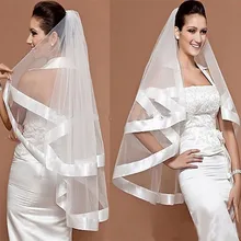 Новые свадебные аксессуары, фата атласная лента край 2 слоя белый/слоновая кость Свадебная Фата с расческой свадебная фата