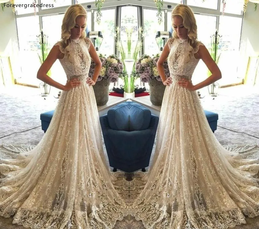 Romantic Full Lace A Line Wedding Dresses Country Summer Bohemian Cap Sleeve Bridal Gowns Appliqued Floor Length BC1062  172 (5)
