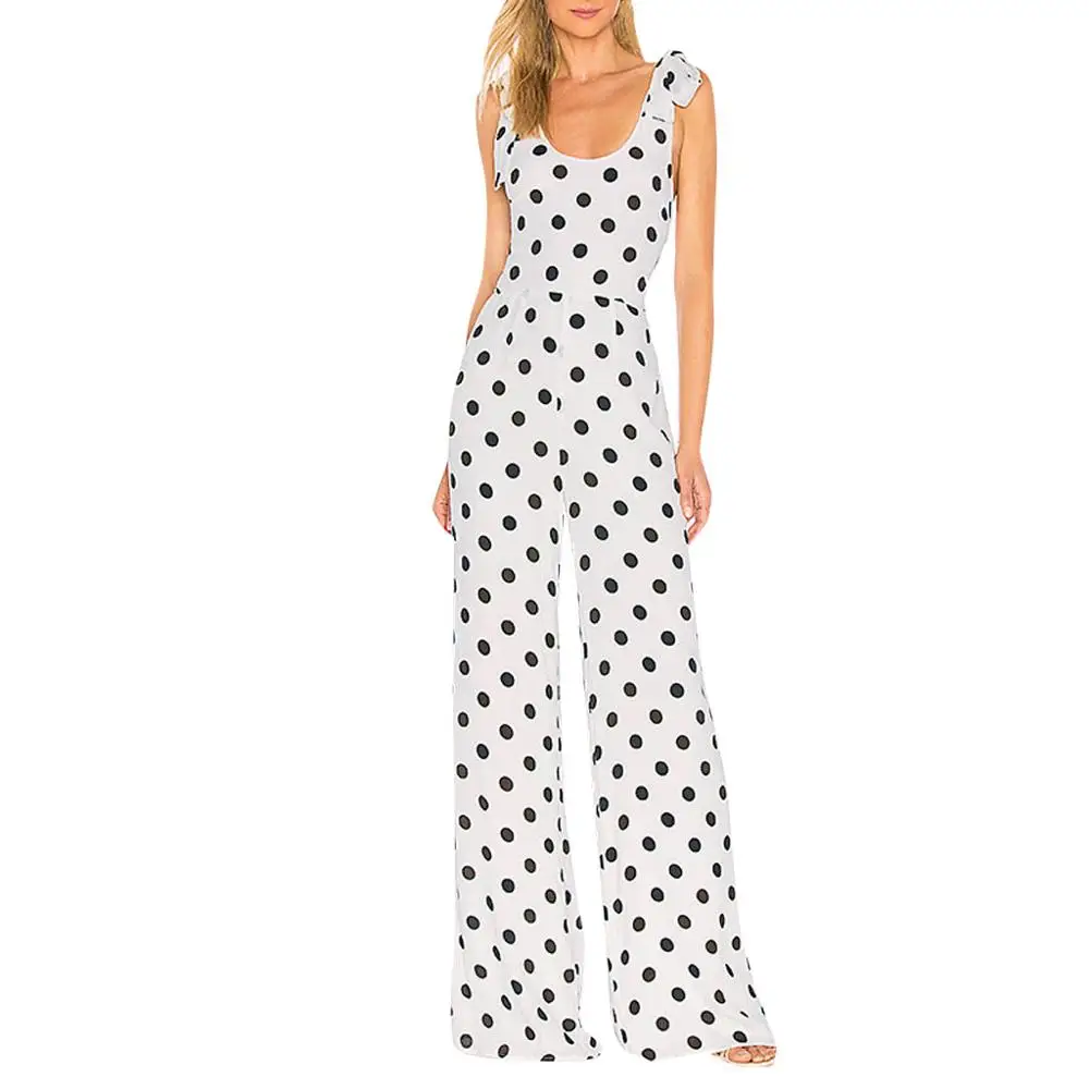 

Women Wave Point Camisole Playsuit Clubwear Wide Leg Beach Long Jumpsuit for women 2019 ladies sleeveless #3L15