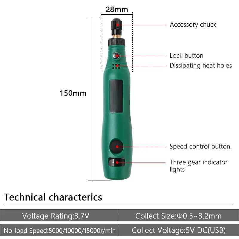 

TPFOCUS Electric Drill Grinding Set Kit 3.6V DC Grinder Milling Polishing Engraving Tool Drill Engraver Pen Grinding Machine