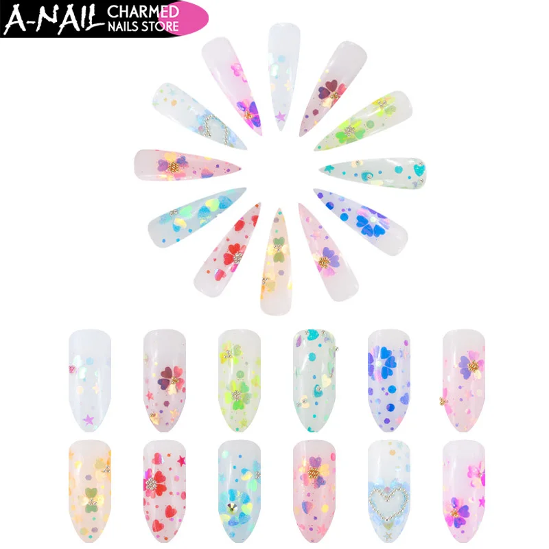 12 boxes/set AB Color Sequins Nail Art Glitter Mix Shapes Mermaid Acrylic Sparkle Tips Accessories Decoration Tool | Красота и