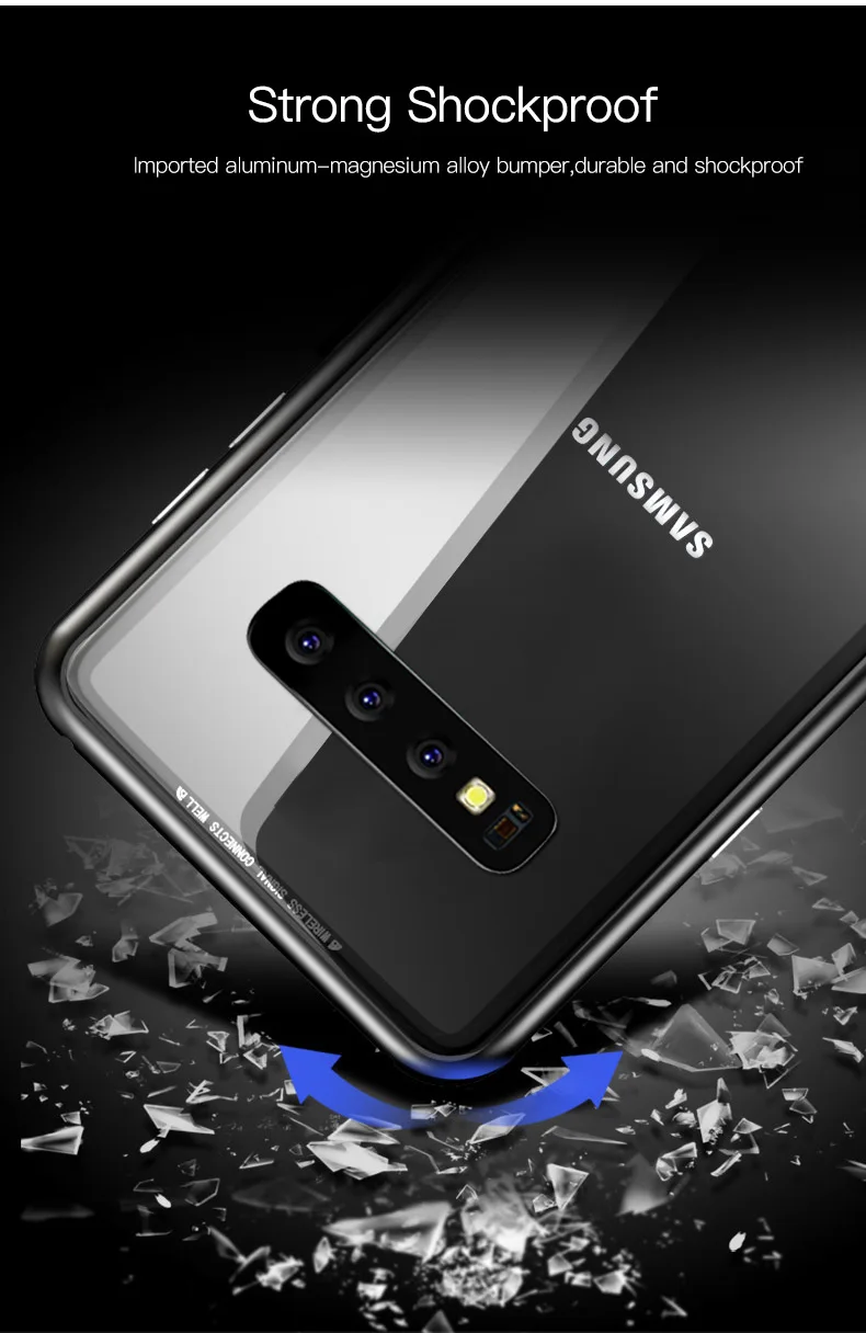 Магнитный чехол LUPHIE для samsung Galaxy S10 Plus S10e, Магнитный чехол, прозрачная Задняя стеклянная крышка для samsung S10 Plus S10e, металлический бампер