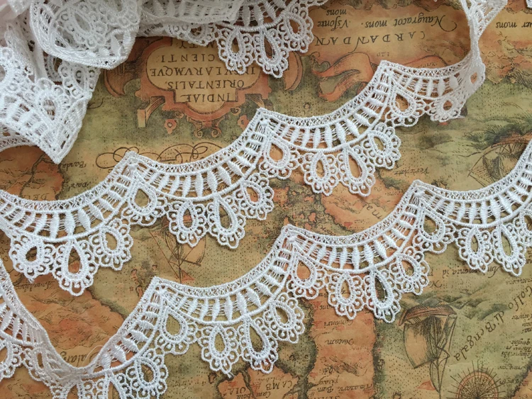 

3 yards/lot Wave edge lace new design Embroidery wedding collar lace edge DIY lace with water soluble lace accessories SC183