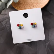 Корейские Крошечные милые жемчужные серьги-гвоздики ручной работы с сердечком для девочек, геометрические винтажные квадратные женские ювелирные изделия Brincos