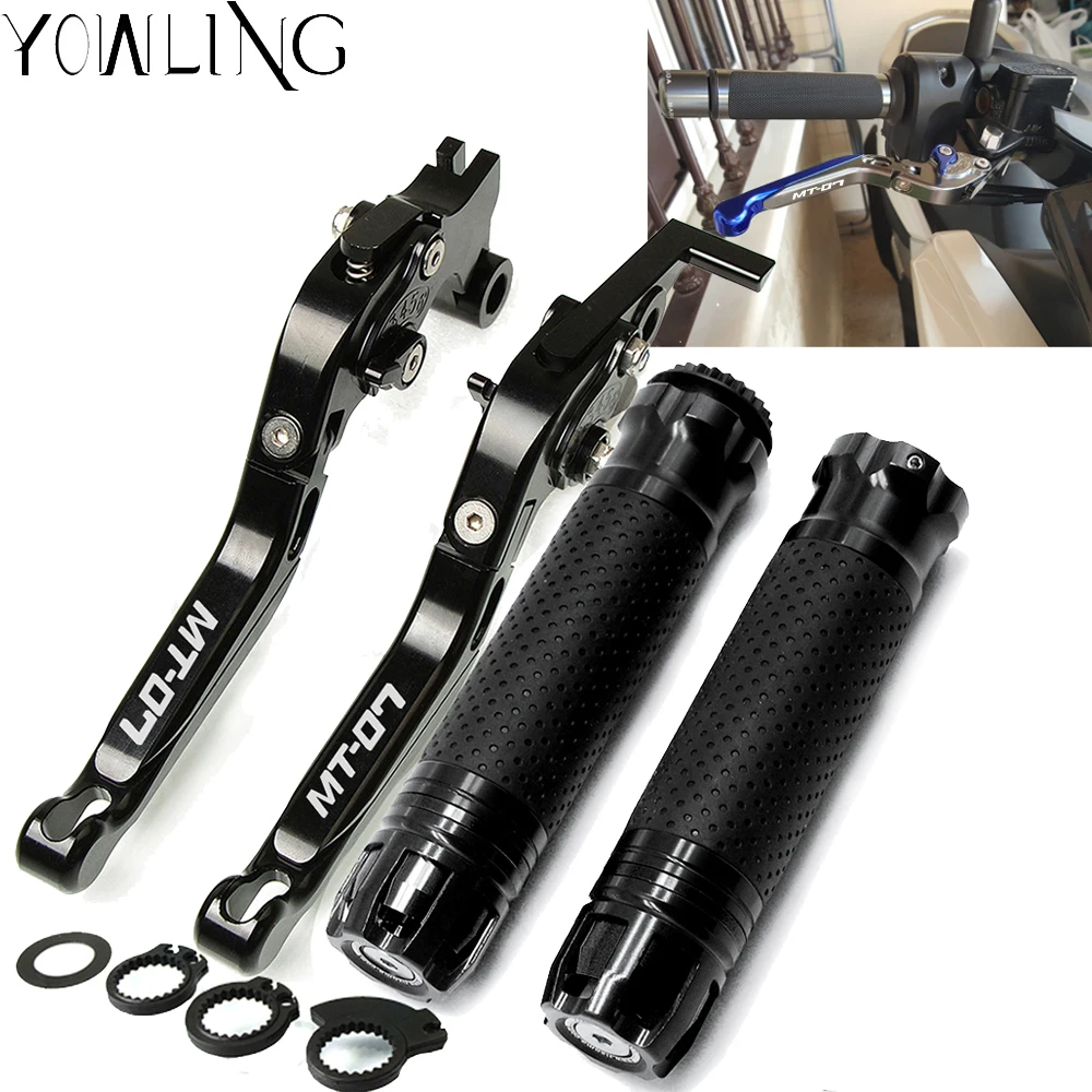 

MT-07 Motorcycle accessories brake clutch levers Handlebar grip Handle Hand Grips set For Yamaha MT 07 mt07 2014-2018 2016 2017