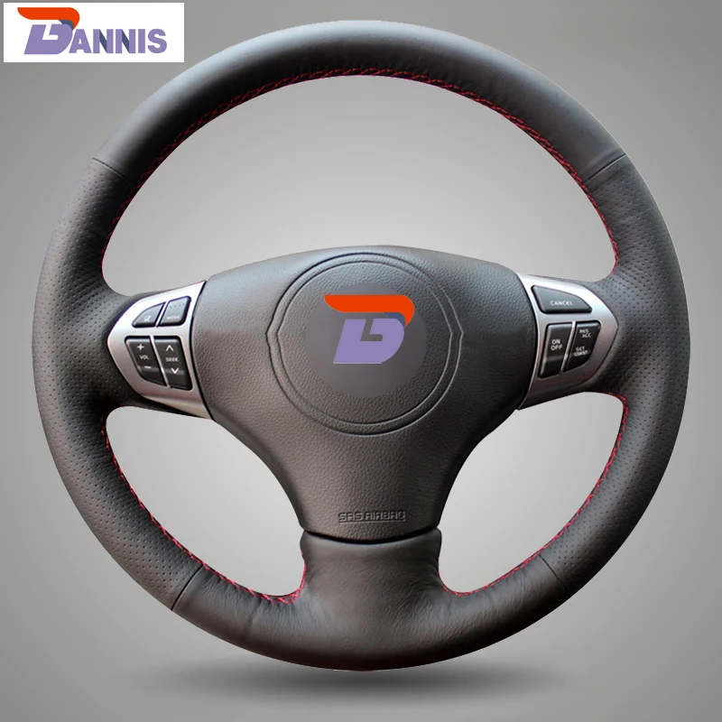 BANNIS Black Artificial Leather DIY Hand stitched Steering Wheel Cover for Suzuki Grand Vitara 2007 2013