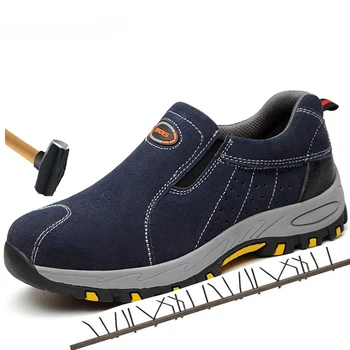 

Men's Suede Steel Toe Anti-smashing Work Shoes Boots Men Steel Toe Puncture Proof Safety Shoes Anti-slip