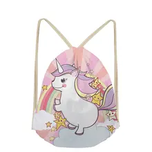 3D Unicorn Cartoon Pattern Printed Casual Men Shoulder Bag Small Travel Mochila Drawstring Bag Kids Boys Girls School Shoe Bags