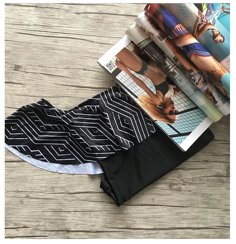 One shoulder stripe black bikini_07