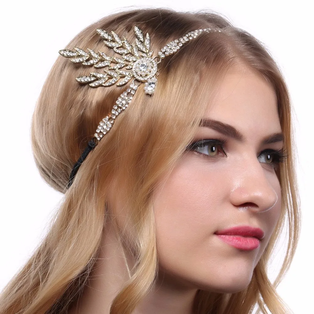 Us 3 83 20 Off Art Deco Frauen 1920s Vintage Braut Kopfschmuck Kostum Haar Zubehor Flapper Great Gatsby Blatt Medaillon Perle Stirnband In