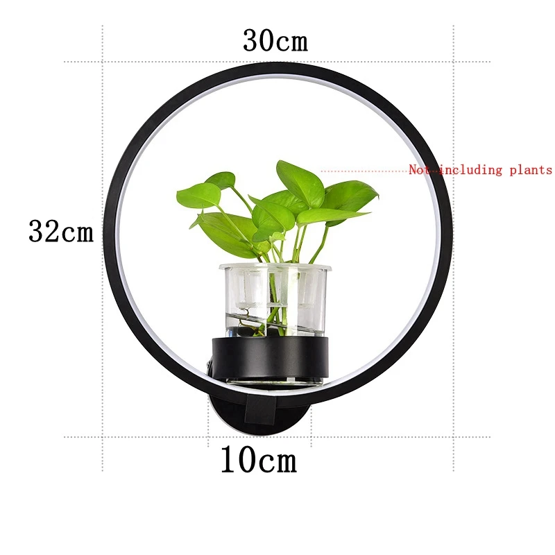 Скандинавские креативные растения, современный минималистичный скандинавский настенный светильник из кованого железа, настенный светильник для спальни, прикроватная тумбочка для балкона, прохода, украшение для цветов - Цвет абажура: black1