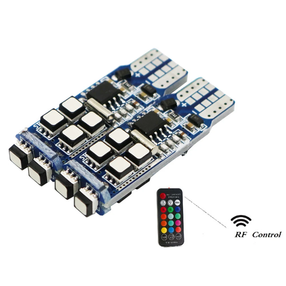 

YSY 1set Canbus T10 W5W 10SMD 3535 RGB Reading Wedge Side Light Bright Clearance Lights Flashing Bulb with Remote Controller