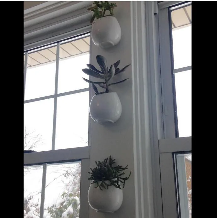 Набор для украшения дома из 3 мини-белых керамических настенных вазы для растений, 4 дюймовые подвесные горшки для суккулентов, вазы, свадебные украшения