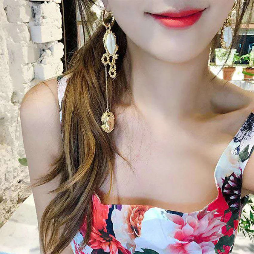 

2018 Big Small Circle Water Drop Crystal Asymmetric Earrings For Women Fashion Jewelry Rhinestone Pendientes