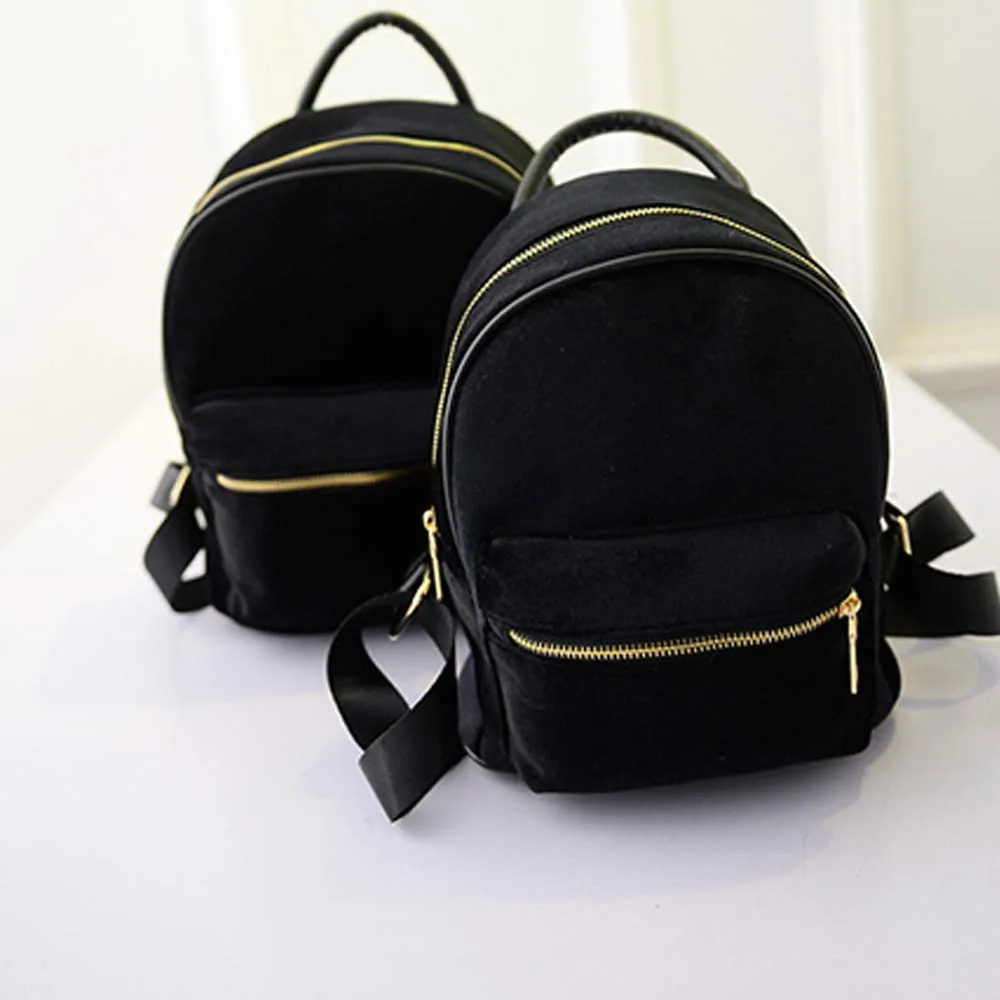 

Aelicy Women Backpacks Velvet Backpack Veludo Schoolbag Zipper Small Sack Bags Fashion Casual mini backpack women black leather