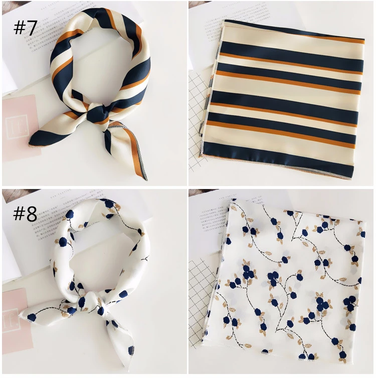 Hot Sales Silk Hair Head Neck Feel Satin Scarf Square Letter Scarf Elegant Women's Collar Handkerchief Bandana Ladis hijab