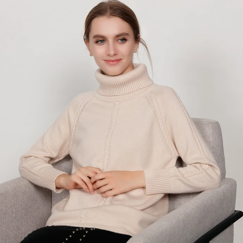 Winter high quality cashmere sweater high collar short paragraph simple fashion solid color loose warm breathable casual sweater