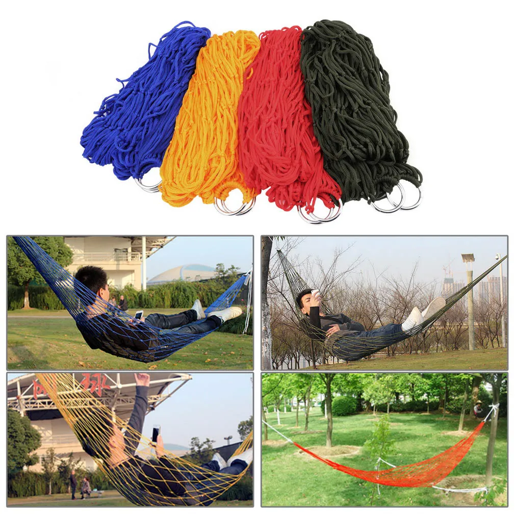 

1Pc sleeping hammock hamaca hamac Portable Garden Outdoor Camping Travel furniture Mesh Hammock swing Sleeping Bed Nylon HangNet