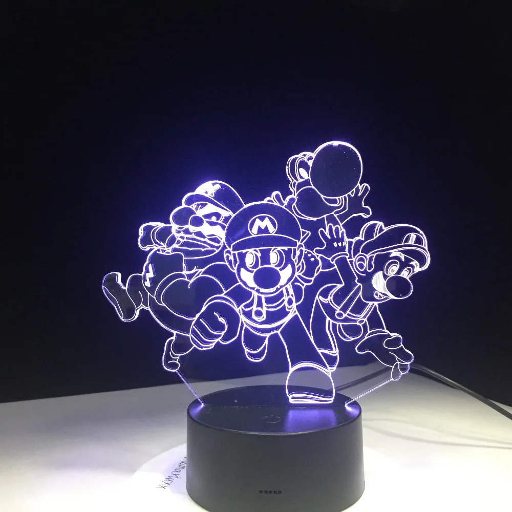 Супер Марио Bros Luigi Toad Dragon 3D настольная лампа USB акрил супер подарок для детей детский ночник подсветка для детской комнаты