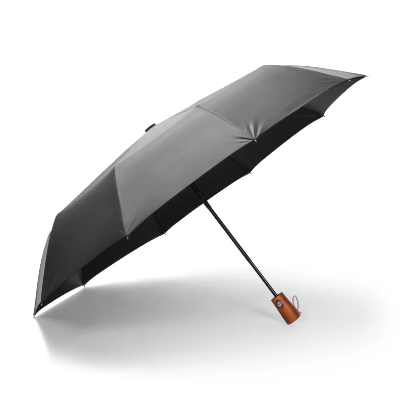 Ветрозащитный складной автоматический зонт, роскошные большие ветрозащитные зонты, мужские тройные складные зонты для Audi RG009 - Цвет: Black