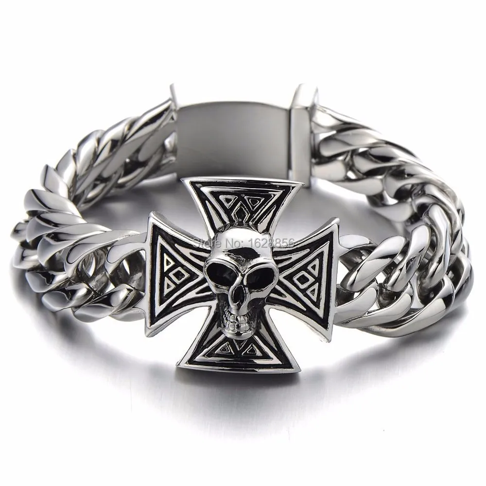Gothic Style Bracelets Men's Large Heavy Stainless Steel Bracelet Link