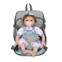 Мода Мумия подгузник материнства мешок путешествия пеленки мешок обеденный кресло-сумка для Детская сумка подгузник рюкзак с USB Интерфейс