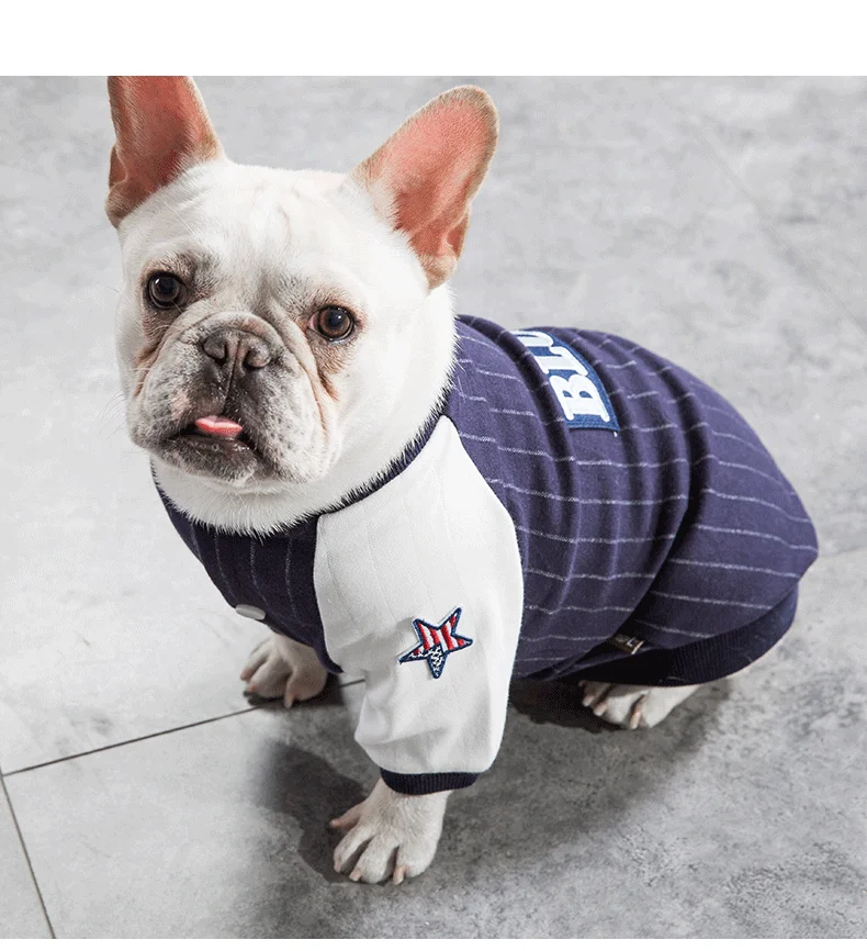 Fathin хлопковая одежда с принтом в виде собак куртка Бейсбол Костюмы для домашних питомцев, маленьких и больших собак Французский костюм для бульдога S-XXXL