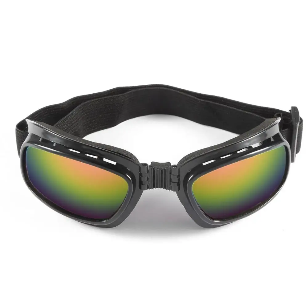 Горячие складные винтажные мотоциклетные очки ветрозащитные пылезащитные лыжные очки внедорожные гоночные очки Регулируемые эластичные ленты - Цвет: black frame colorful