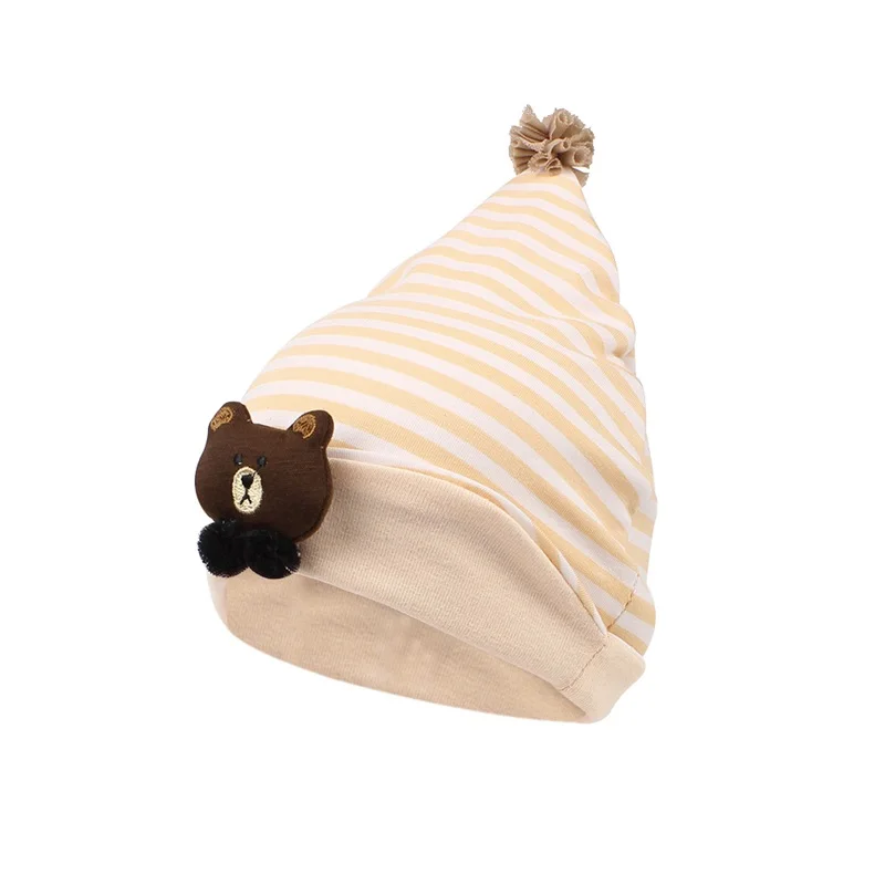 Striped Cotton Newborn Baby Hat Cartoon Bear Infant Beanie For Boys Cotton Newborn Baby Cap Spring Summer Baby Girls Clothing (5)