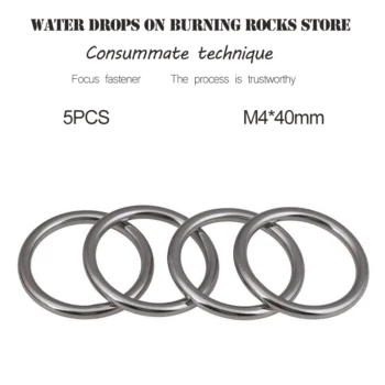 

Free shipping 5Pcs M4*40mm 304 stainless steel indented ring O ring, solid steel ring hammock yoga link ring High quality