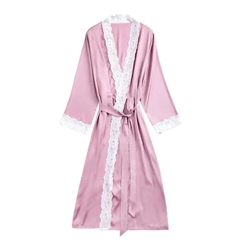 

New Style Ladies' Sexy Rayon Solid color Long Robe Bride Bridesmaid Wedding Kimono Bathrobe Gown Sleepwear Nightdress M L XL XXL