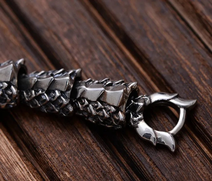 Настоящий Серебряный браслет для мужчин дракон браслеты 20 см мужские ювелирные изделия