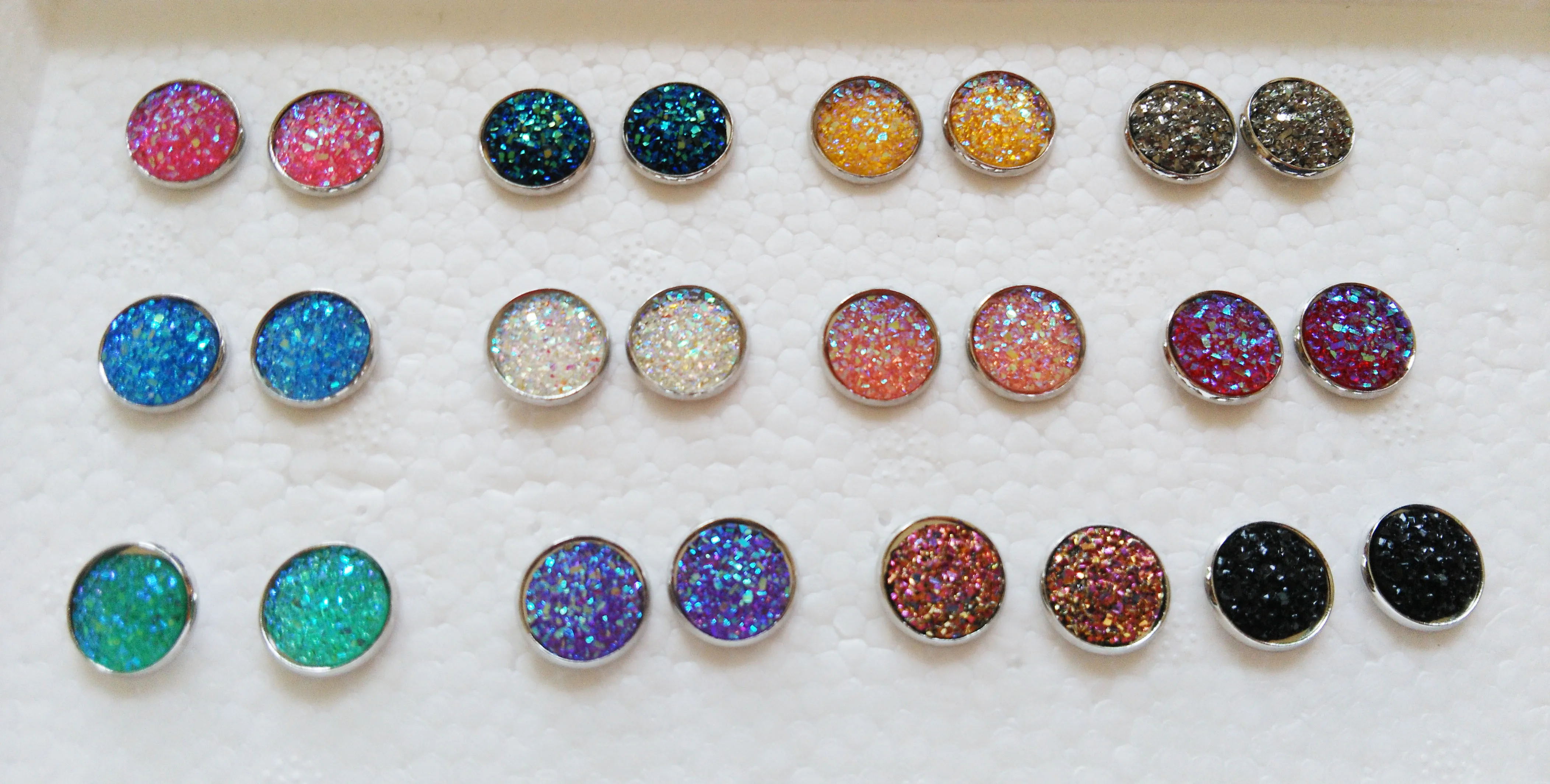 Серьги гвоздики с искусственной друзой 1 цвет|druzy stud earrings|stud earringsdruzy earrings |