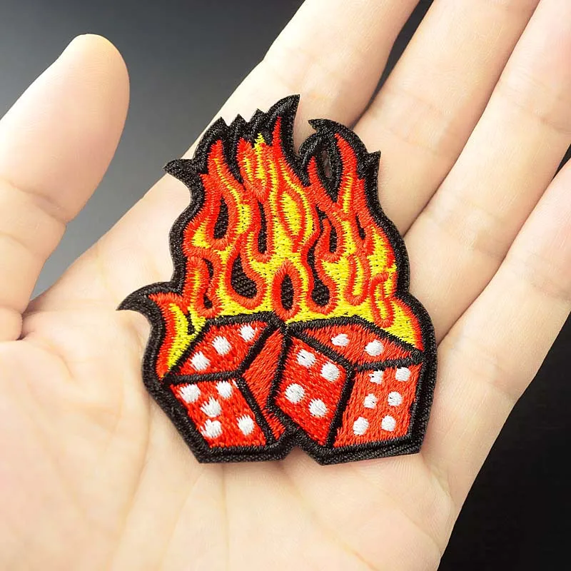 

Flame Size:5.2x6.0cm DIY Patch Badge Embroidered Cute Badges Hippie Iron On Kids Cartoon For Clothes Stickers