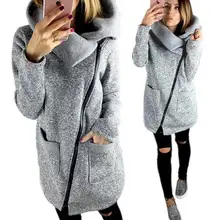 Новинка, модное женское Шерстяное и Смешанное осенне-зимнее женское пальто, пальто с боковой молнией, куртка, пальто, большие размеры, серый, синий, 3XL, 4XL, 5XL
