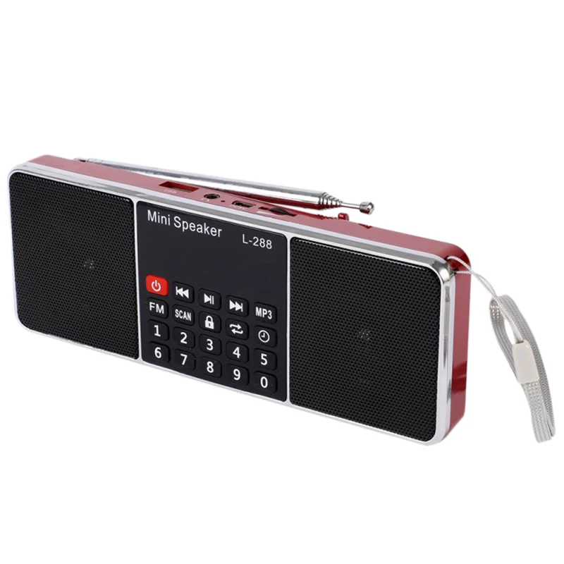 Günstig Mini Tragbare Wiederaufladbare Stereo L 288 FM Radio Lautsprecher LCD Screen Unterstützung TF Karte USB Disk MP3 Musik Player Lautsprecher