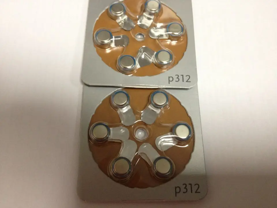 

60pcs/lot (10 pack ) A 312 P312 312 PR41 zinc air button battery for Hearing aid best quality