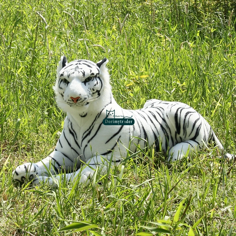 

Dorimytrader Big Soft Simulation Forest Animal White Tiger Plush Toy Stuffed Lying Animal Tiger Kids Present 51inch 130cm