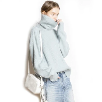 

Europe and the United States popular new cashmere sweater female turtleneck pullover loose comfortable knit full sleeve sweater