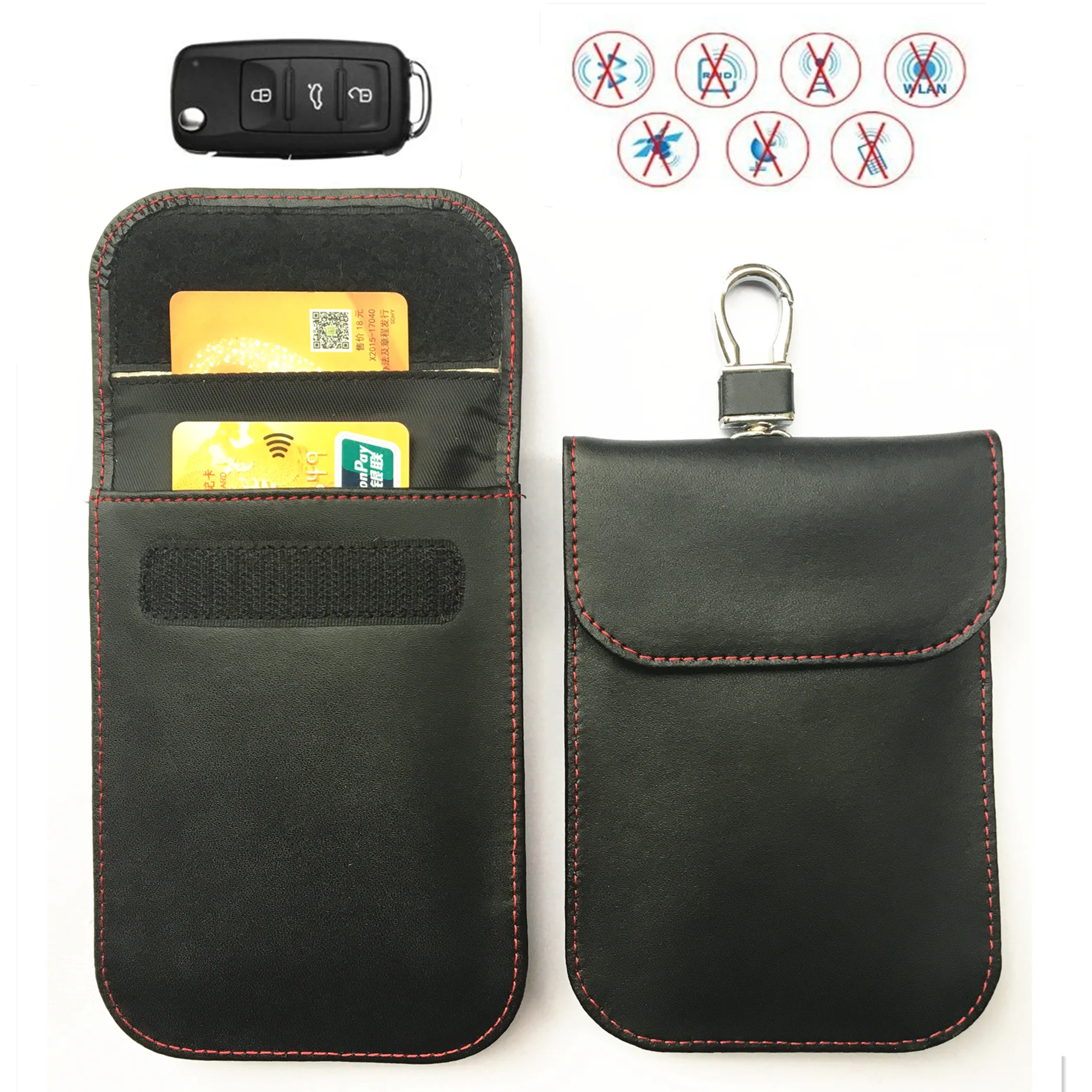 

The Latest Genuine Leather Card Holder High-Grade Double Deck RFID Antimagnetic Car Remote Control Shielding Key Case Anti-Theft